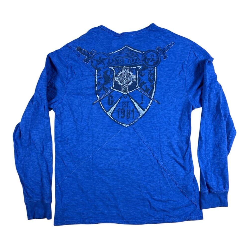 VTG Y2K Guess Jeans Long‎ Sleeve T-shirt Men’s  L Blue